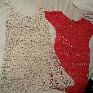 Lot of 2 lace Solitaire shirts/ beach cover ups