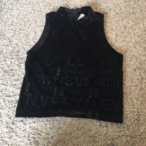 Black sleeveless crop top