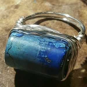100%Genuine Turquoise wire wrap ring