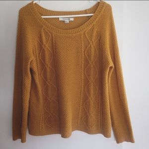 Mustard Yellow Oversize Cable Knit Sweater