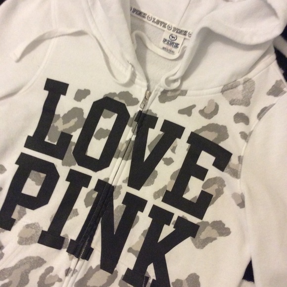 VS PINK~white cheetah old school. Rare! Zip Hoodie - Picture 2 of 4