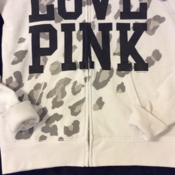 VS PINK~white cheetah old school. Rare! Zip Hoodie - Picture 3 of 4