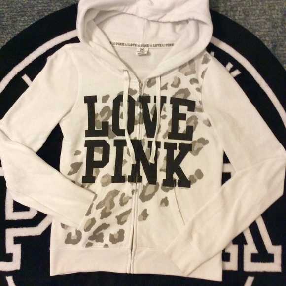 VS PINK~white cheetah old school. Rare! Zip Hoodie - Picture 4 of 4