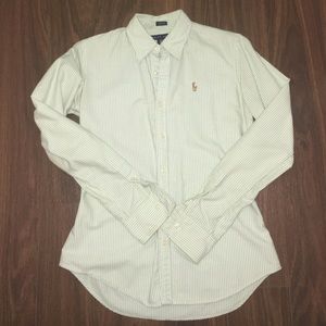 Ralph Lauren Oxford Shirt-Green Stripe Sz4 Slim