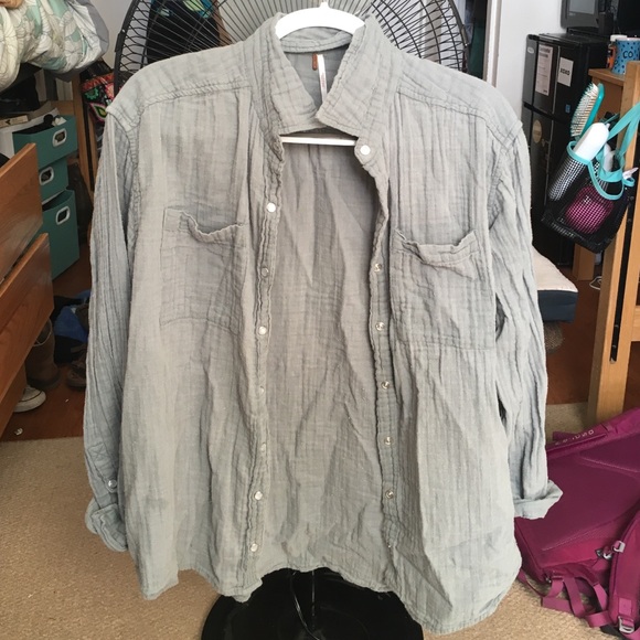Free People sea foam green flannel shirt