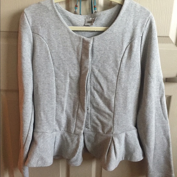 Asos gray peplum button up sweatshirt
