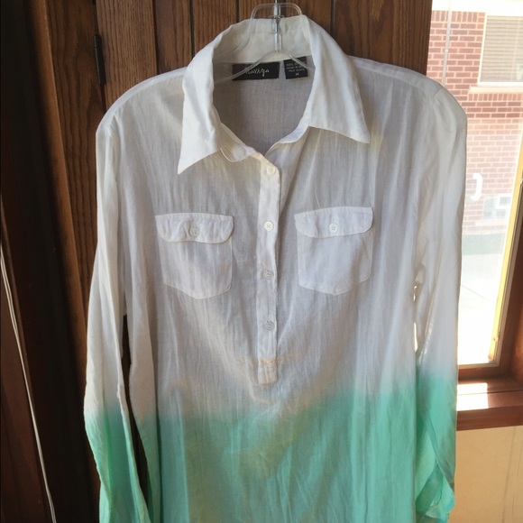 Button-down Ombré Shirt Swimsuit Cover-up