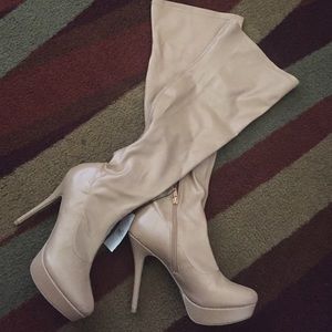 Over the knee faux leather boots