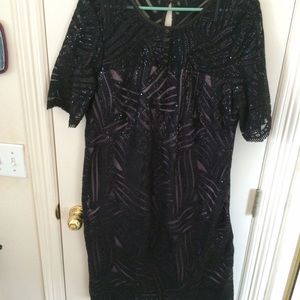 Donna Ricco black lace/sequin dress