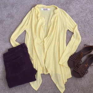 Striped white & yellow Long Sleeve open shirt