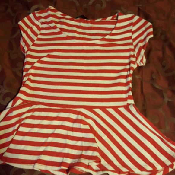 Red and white striped blouse