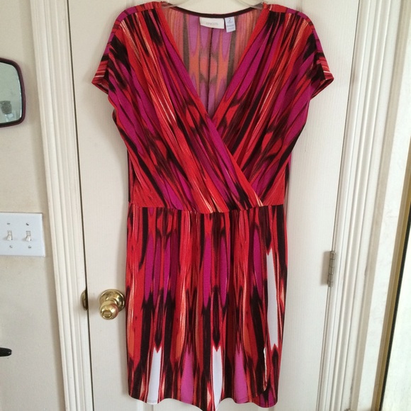 Chico's multicolored cross over knee length dress