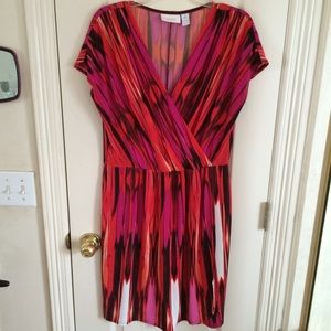 Chico's multicolored cross over knee length dress