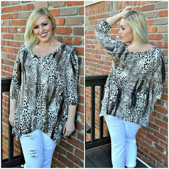 Leopard Print Asymmetric Blouse