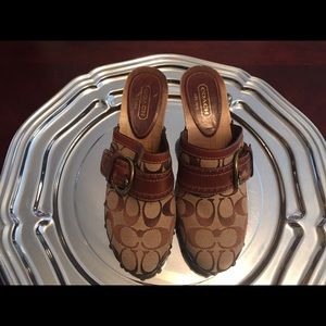 Coach clogs with wooden heel