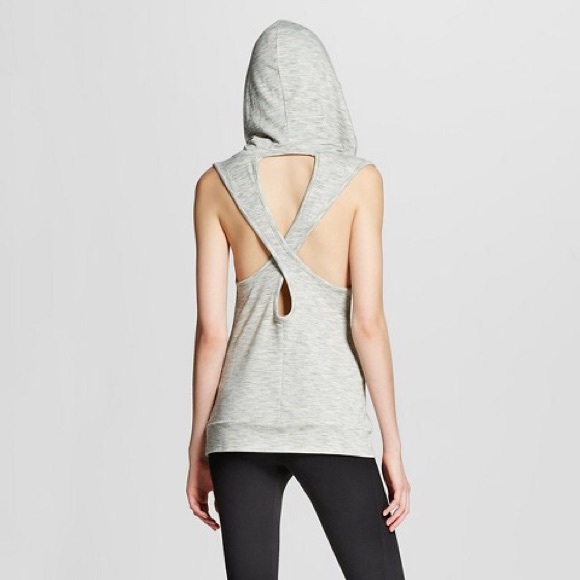 🎉SALE Gray hooded cross cross back tank
