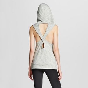 🎉SALE Gray hooded cross cross back tank