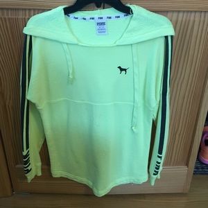 Neon yellow pullover sweatshirt.