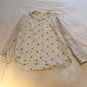 Floral equipment silk blouse