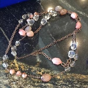 Cute long pink and clear/ silver necklace
