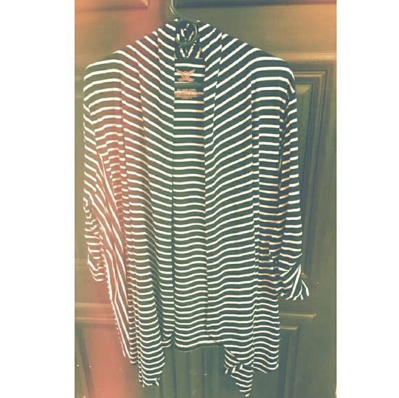 Black and white striped cardigan