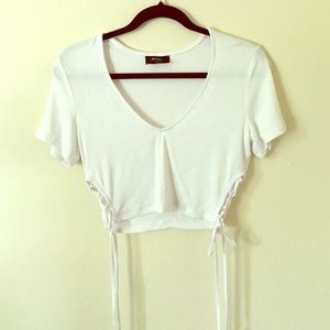 Nasty gal white tie-side crop top