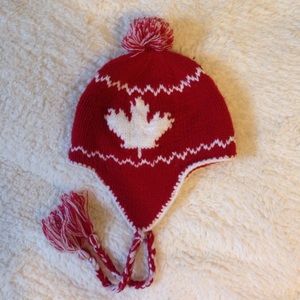 Canadian themed winter Pom Pom hat