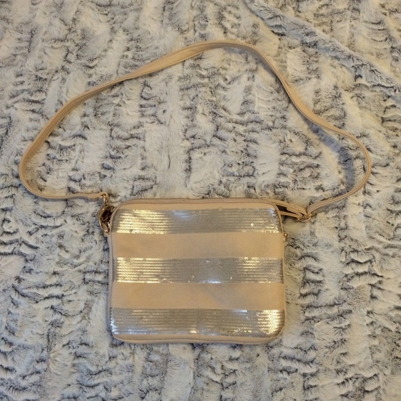 SILVER SEQUIN STRIPED BAG