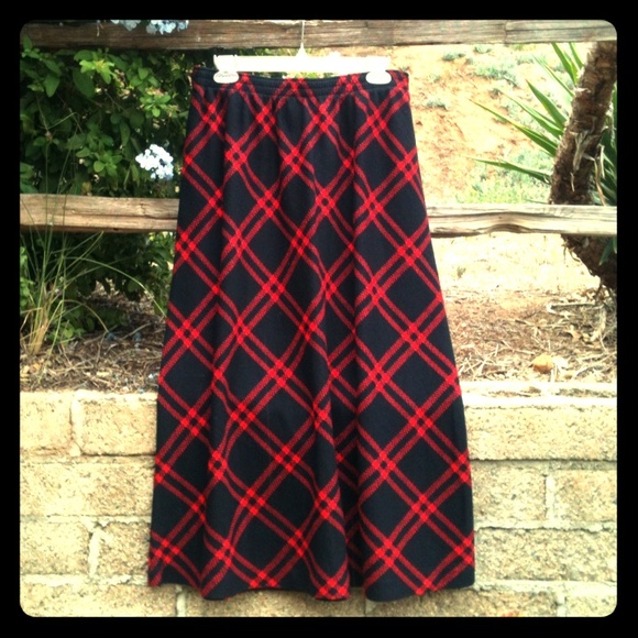 Vintage Red & black Tartan Plaid A-line skirt buffalo check