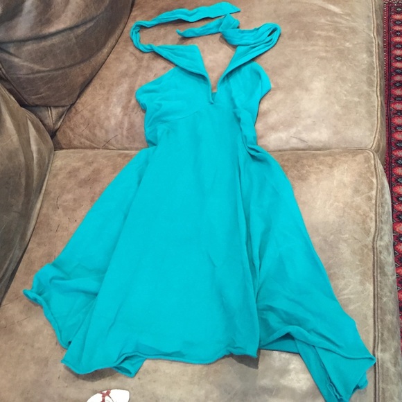 Green convertible halter dress