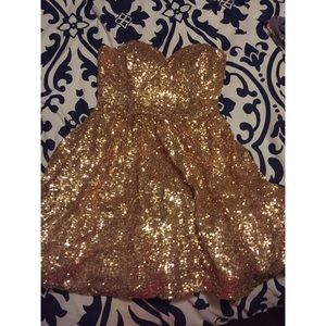 Rose gold sequin homecoming dress