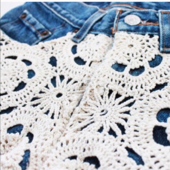 Crochet shorts denim Reworked Levi's - Picture 4 of 4
