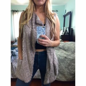 Grey fur vest