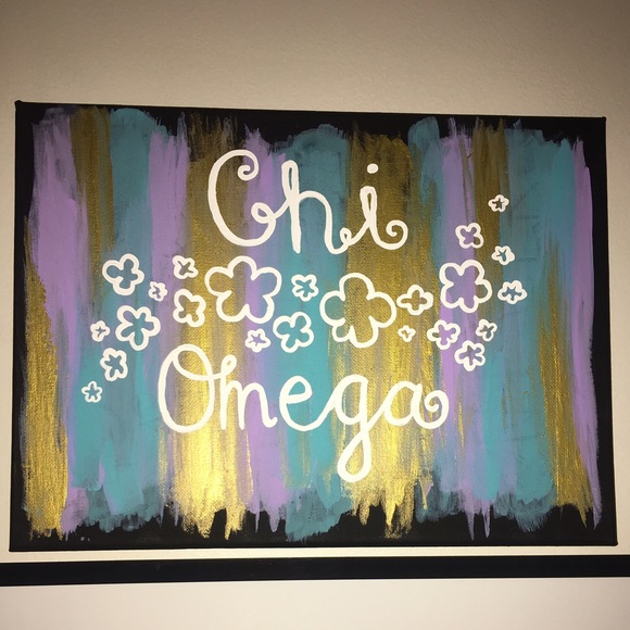 Hand Painted Chi Omega Canvas - Picture 1 of 1