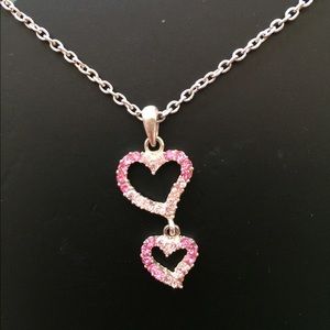 Double Heart Rhinestone Necklace