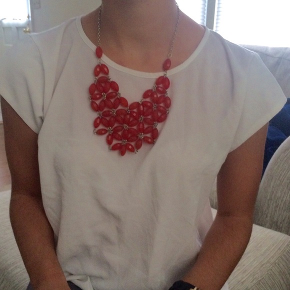 Francesca's Red Coral Bib Statement Necklace