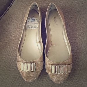 Nude sparkly flats