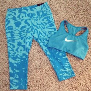 Nike Legend Crop Pants & Sports Bra Set