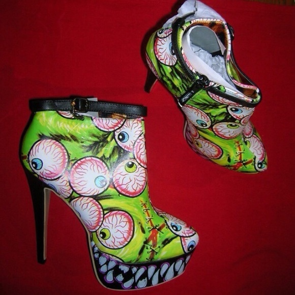 Iron fist Timmy Chew eyeball fang platform booties