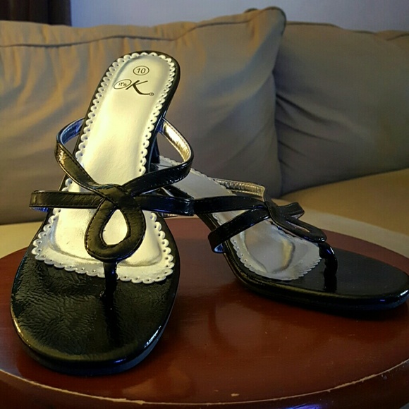 Black Patent dressy sandal with 3 inch heel