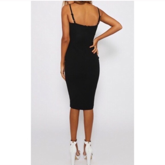 LAST ONE! Cut Out Black Midi Bodycon Dress S - Picture 3 of 4