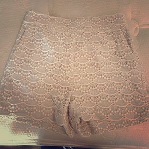 High waisted lace shorts