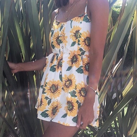 Sunflower romper dress