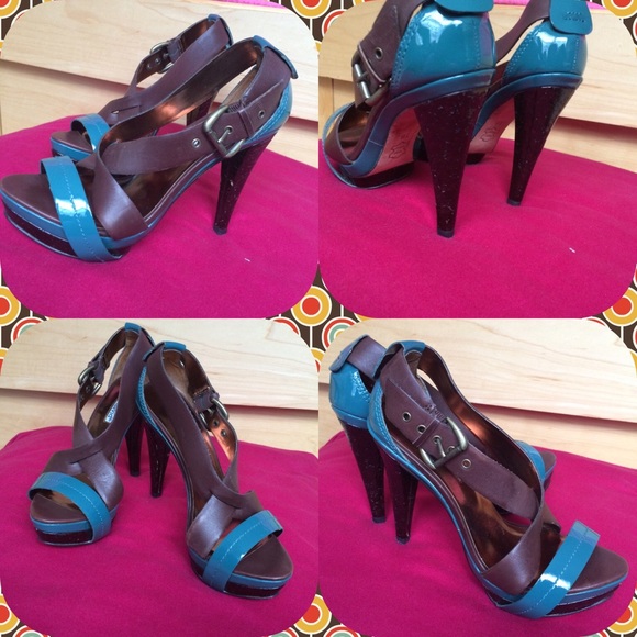 Charles David Cork look Heeled Strappy Sandals - Picture 2 of 4