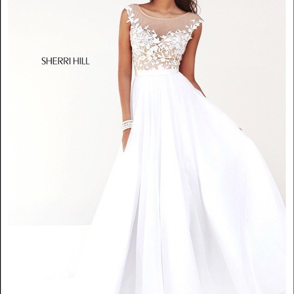 White lace Sherri Hill Prom dress