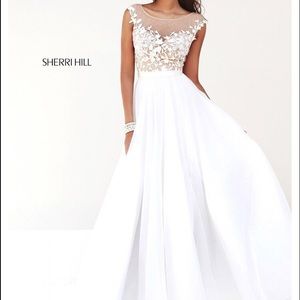 White lace Sherri Hill Prom dress