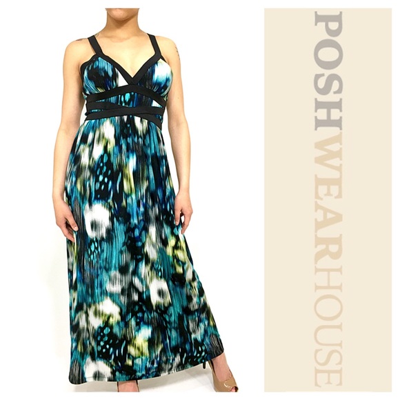 Sofia Vergara Dresses & Skirts - Turquoise, Teal & Black Maxi Dress