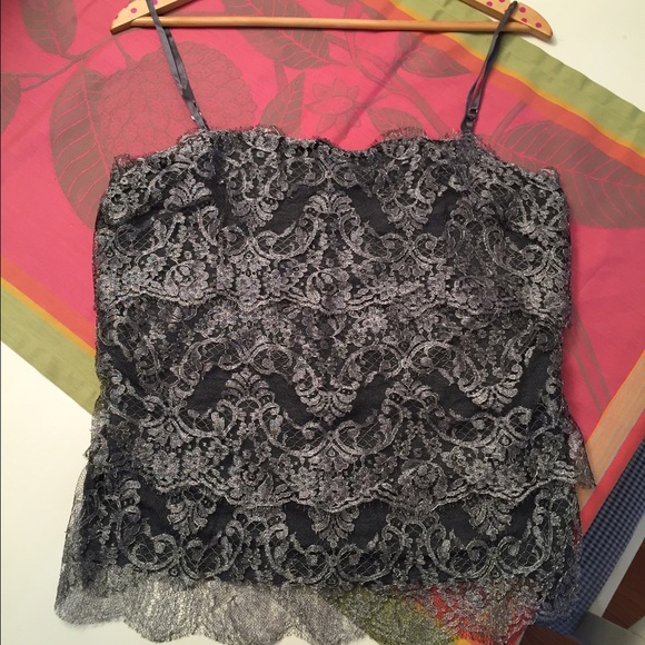 Ralph Lauren Black Label Lace Gray Cami XL