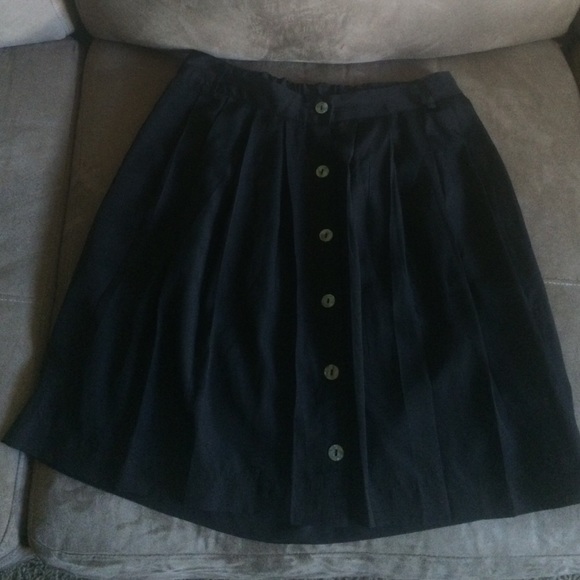 Black pleated midi skirt