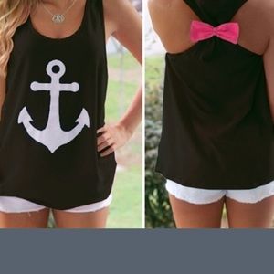 Black anchor tank top